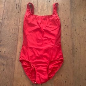 Eleve Red Mesh Cutout Leotard